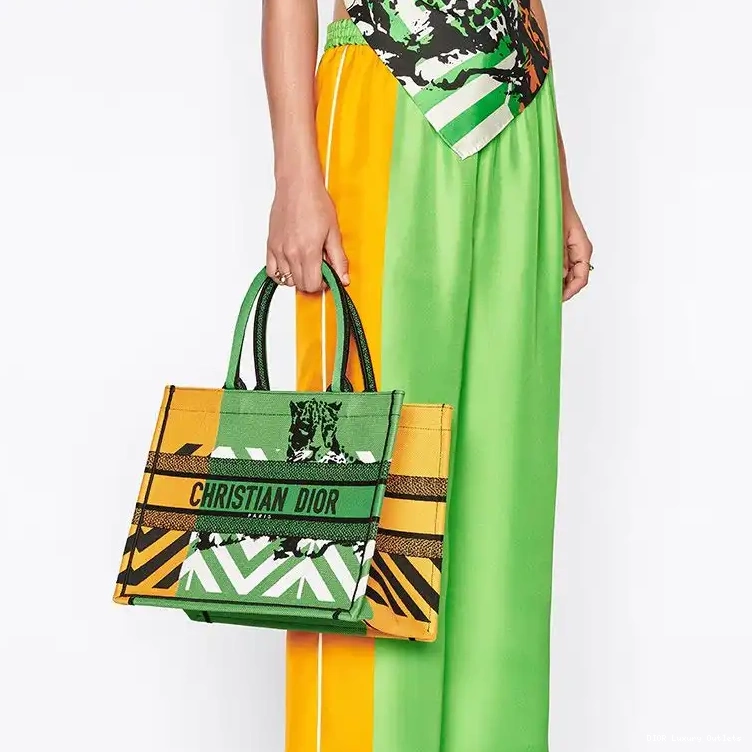 Cheap D-Jungle Pop Canvas Dior Tote Book Orange Motif Green 0629 Luxury